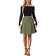 thumbnail image 2 of INSPIRE CHIC Falda de Mujer de Vuelta a la Escuela de Cintura Alta Línea A Acampanada Casual Falda de Mezclilla Verde Militar XL, 2 of 5