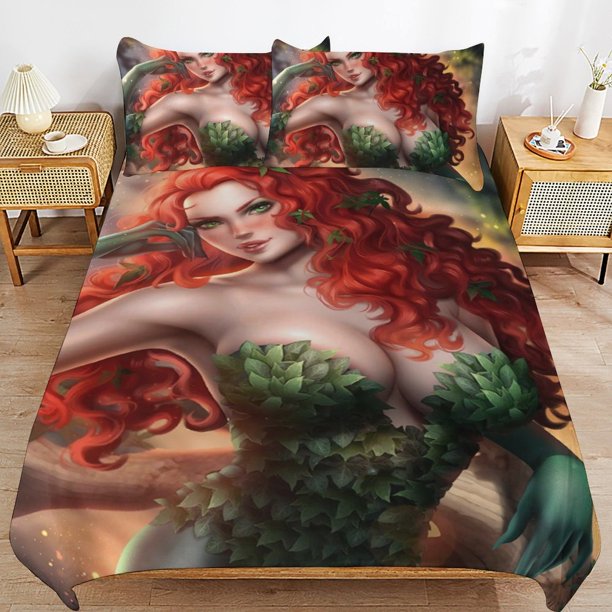 Poison Ivy Bedding Sets Ultra Soft Skin-Friendly Duvet Cover 3 Piece, Cute Comforter Cover Bed Set for Boys Girls Kids