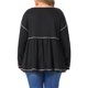 thumbnail image 3 of Agnes Orinda Conjuntos de Halloween Blusa de Talla Grande para Mujer con Costura en Contraste Cuello en V Peplum Top de Punto Waffle Manga Larga Suave Casual Otoño Invierno Blusa Babydoll 3X Negro, 3 of 6