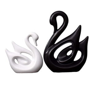 Bothyi - Parejas De Cisnes De Cerámica En Estatuas De Cisnes En Blanco Y Negro Para Decoración De Mesa De Centro