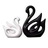 Bothyi - Parejas De Cisnes De Cerámica En Estatuas De Cisnes En Blanco Y Negro Para Decoración De Mesa De Centro