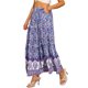 thumbnail image 4 of INSPIRE CHIC Falda Maxi de Verano con Bolsillos, Estampado Floral Bohemio, Línea A, Volantes, Cintura Alta Elástica para Mujer, XS Azul Púrpura, 4 of 5