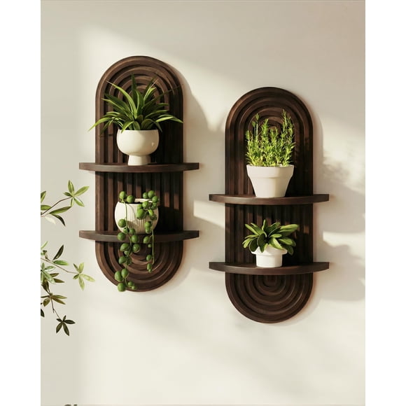 Estante Bamworld de Nogal 42 cm – Juego de 2 Soportes para Plantas