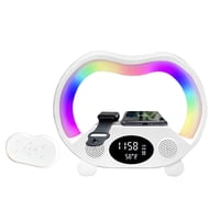 Aaronmei Cargador Inalámbrico Reloj Con Altavoz Luz Nocturna Colorida 3 En 1 Blanco
