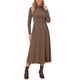 thumbnail image 2 of Vestido Suéter de Mujer Cuello Alto 2026 Manga Larga Línea A Acampanada Tejido de Punto Maxi Vestidos L Marrón, 2 of 6