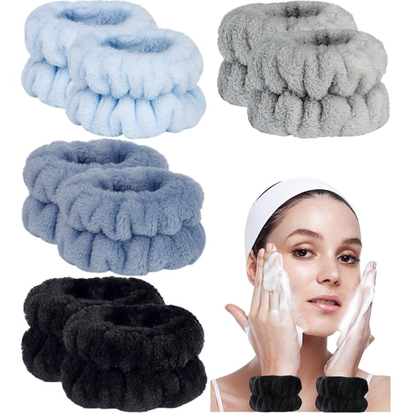 Muñequeras de microfibra absorbente Taocar, 8 piezas, para lavado facial