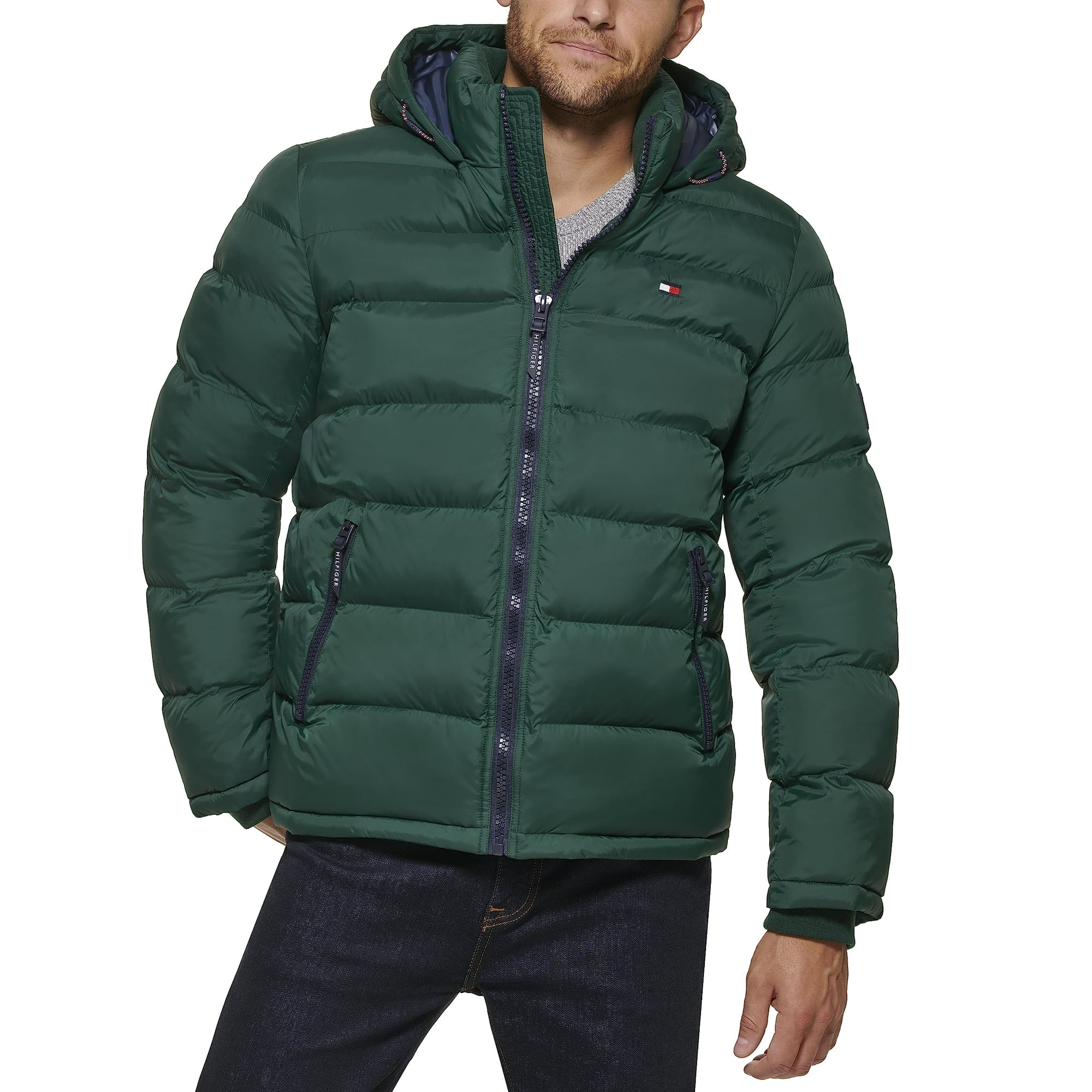 Chaqueta Tommy Hilfiger Para Hombre Con Capucha En Forma De Pino Acolchado, Talla S