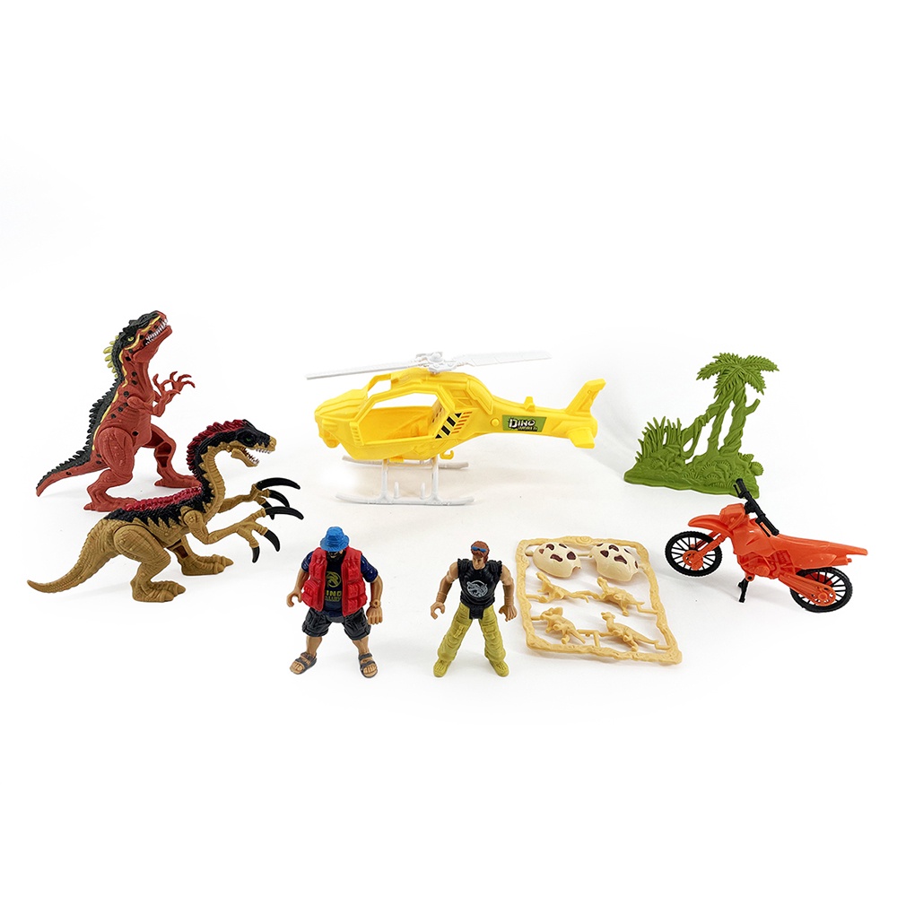 Dino State - Set Dinosaurios Con Helicóptero Y Figuras De Exploración