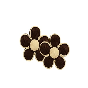 Genérico - Set De 2 Cojines Decorativos En Forma De Flor Color Marron Con Borde Beige