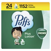 Loción Facial Tissue Puffs Plus Con Vicks, 24 Cubos, 48 Pañuelos