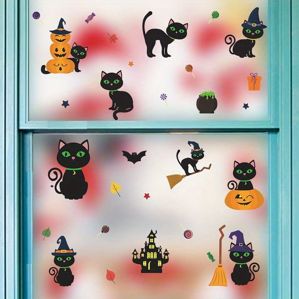 1pc, Cute Halloween Wall Decor - Bat, Pumpkin, Cat, and Owl Stickers for Room, Scene, Bedroom, Entrance, Kitchen, and Background Decor