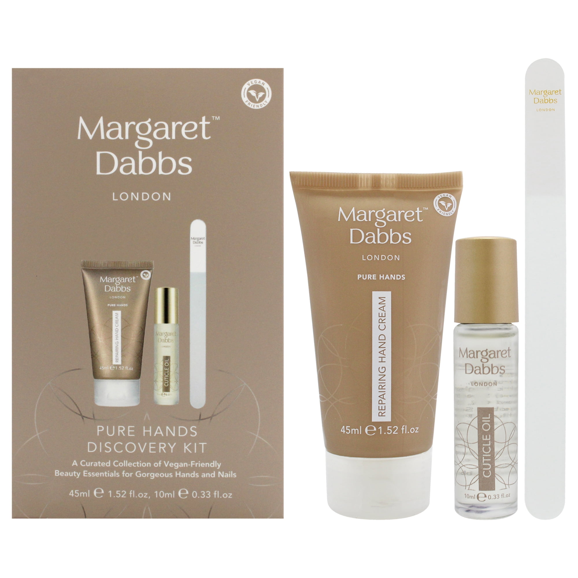 Margaret Dabbs - Kit De Descubrimiento De Manos Puras De Para - Crema De Manos Reparadora Pura, Aceite De Cutícula Puro, Lima De Cristal Para Uñas - Pequeña