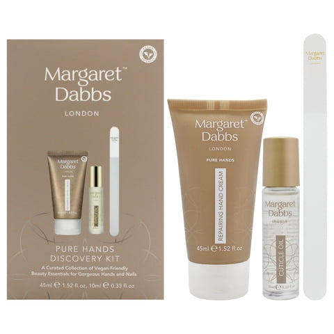Margaret Dabbs - Kit De Descubrimiento De Manos Puras De Para - Crema De Manos Reparadora Pura, Aceite De Cutícula Puro, Lima De Cristal Para Uñas - Pequeña