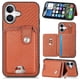 thumbnail image 3 of Funda Billetera Tejida para iPhone 16 con Soporte y Tarjetero Marrón, 3 of 4