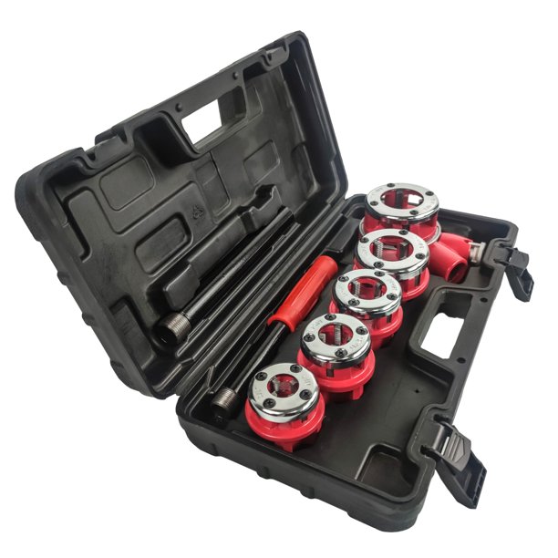 Kit de Enrollador de Tuberías con Carraca TEXALAN(R) – Juego de Herramientas de Rosca con 5 Matrices (3/8\", 1/2\", 3/4\", 1\", 1-1/4\")