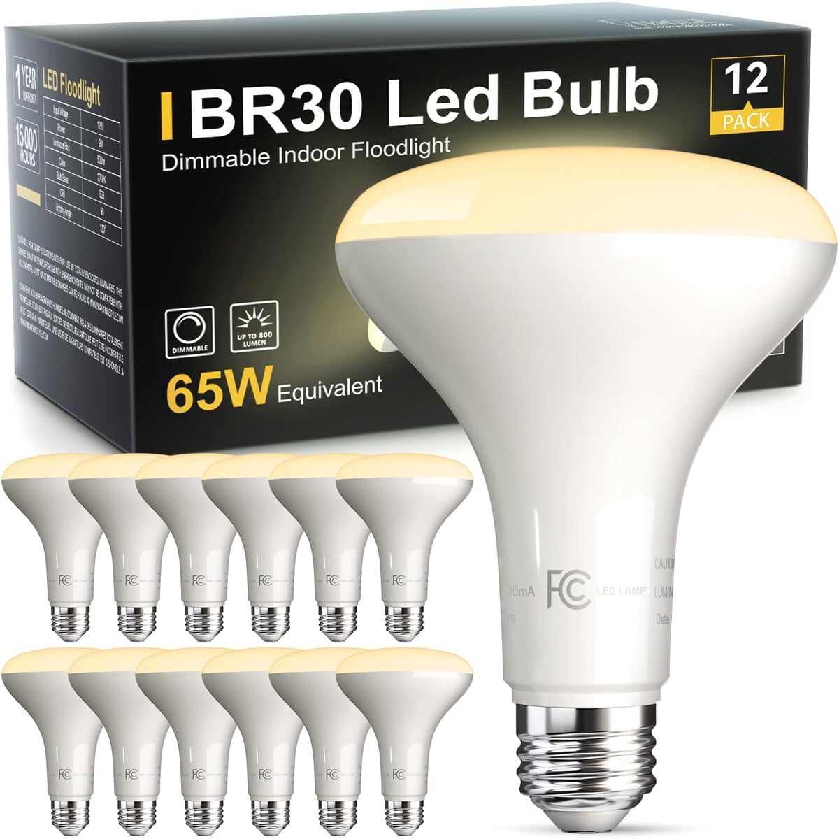 Ampolleta Led Tjoy Br30 12 Unid 65w Eq Regulable E26 2700k