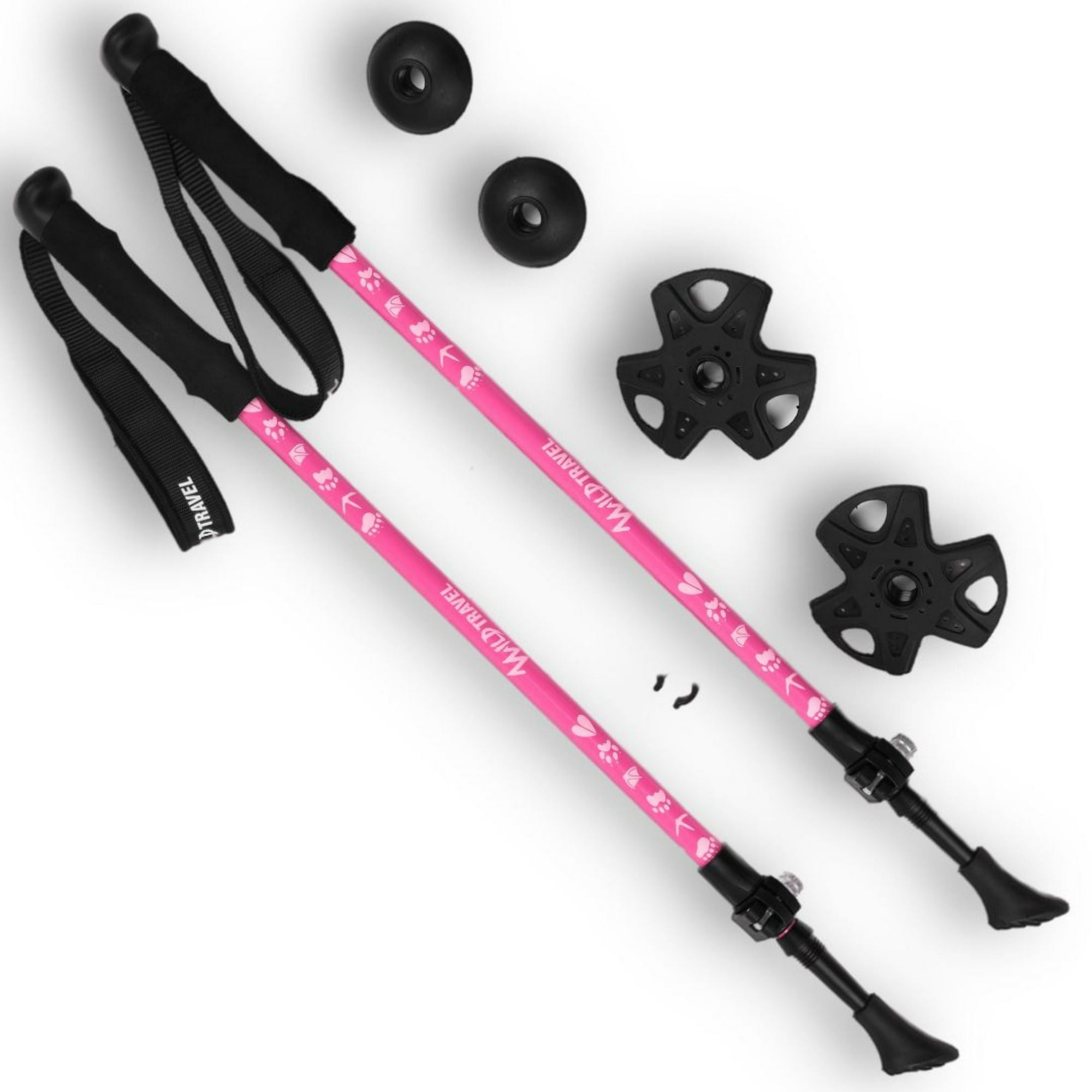 Wild Travel - Pack 2 Bastones Trekking Diseñado Para Niños/as Rosado