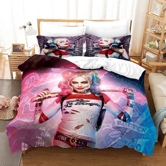 Suicide Squad Harley Quinn 3 Quilt Duvet Cover Set Bedspread Pillowcase3-Piece Bedding Set (1 Duvet Cover + 2 Pillow Shams)