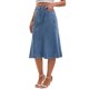 thumbnail image 4 of INSPIRE CHIC Falda Midi de Mezclilla para Mujer Regreso a Clases Cintura Alta Dobladillo de Cola de Pescado Falda de Jean Acampanada Azul Claro 2XL, 4 of 6