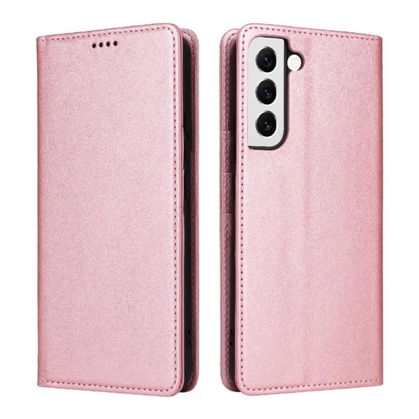 Funda Cartera para Samsung Galaxy S22 5G con Ranuras Tarjetas y Soporte - Protección Completa Oro rosa