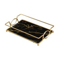 Magideal - Bandeja De Tocador , Con De Metal, Portavelas De Perfume, Organizador De Atención De , De Joyería, Bandeja De Servicio Con , S Negro