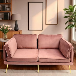Arca Muebles - Sofa 2 Cuerpos Color Rosa Tela Felpa
