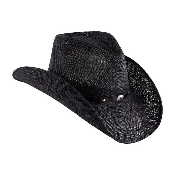 Sombrero Stetson Onyx Negro Mediano con Banda de Cuero Tachonada