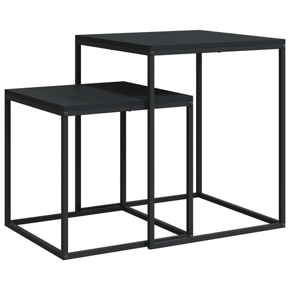 Juego de mesa de café VidaXL de madera y metal de ingeniería negra
