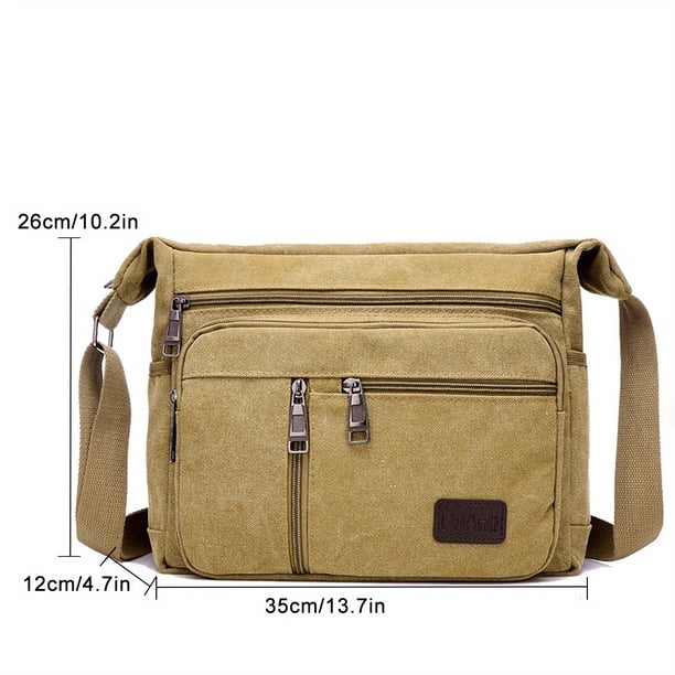 Upgrade Your Everyday Style with Our Men's Canvas Shoulder and Messenger Bag - Large Volume, Multi-layer Pocket Opening, Perfect for Tool Kit and Backpack Use