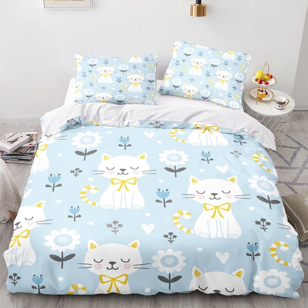 Cartoon Animal Cat Duvet Cover 3D Large Print Double Size Quilt Cover Bedding Set Single Set Bed Sheets