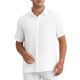 thumbnail image 1 of INSPIRE CHIC Camisas de Hombre para Regreso a Clases Camisa de Manga Corta con Botones para Playa de Verano Cuello en Punta 2XL Blanco, 1 of 5