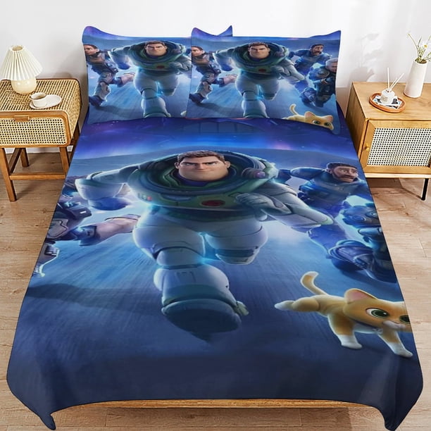 Lightyear Cartoon Bedding Sets Ultra Soft Skin-Friendly Duvet Cover 3 Piece, Cute Comforter Cover Bed Set for Boys Girls Kids