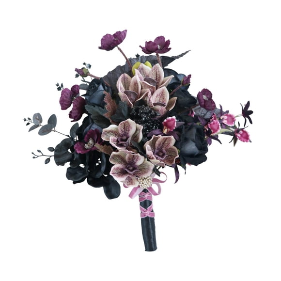 Bouquet De Boda Para La Novia Flores Artificiales Realista 17.7 "Sosteniendo Flores