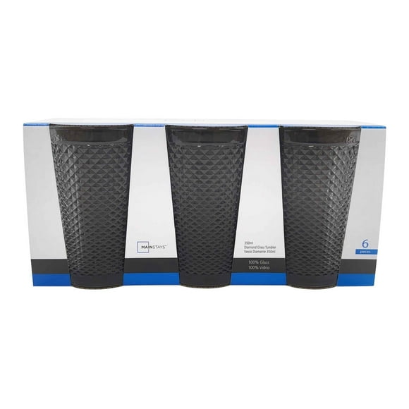 Set 6 Vaso diamond vidrio 350ML gris