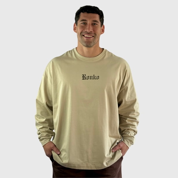Polera Premium Cotton Manga Larga Beige Hombre Konko
