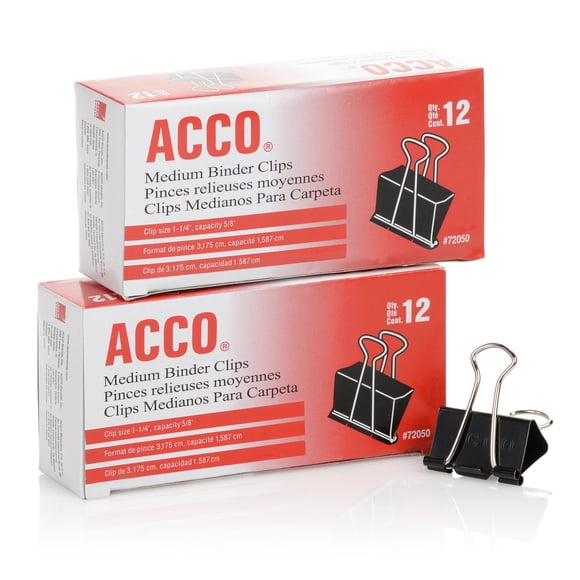 Binder Clips Medium Black 12 Clips Por Caja (2 Cajas)
