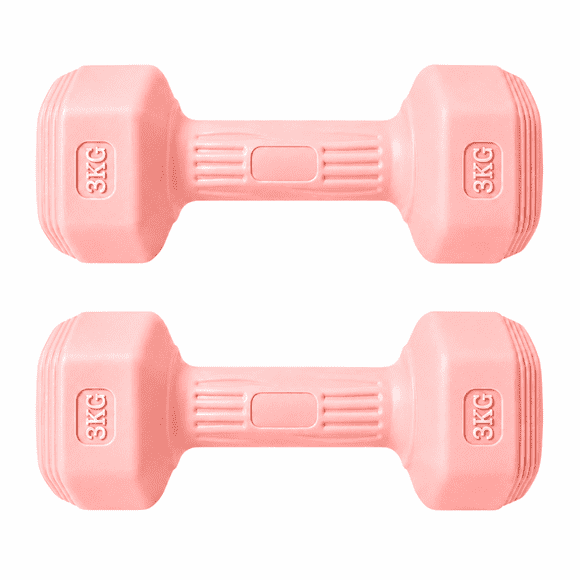 Par Mancuernas Hexagonales PVC 3 Kg c/u Pesas Fitness 6 Kg Total