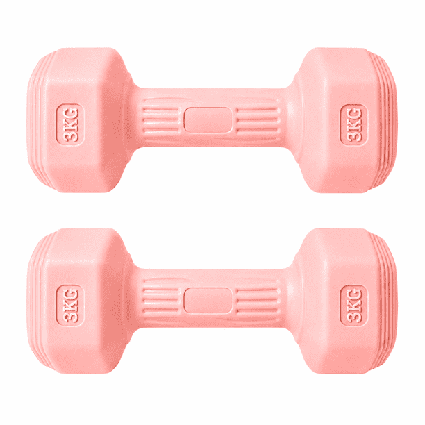 Par Mancuernas Hexagonales PVC 3 Kg c/u Pesas Fitness 6 Kg Total