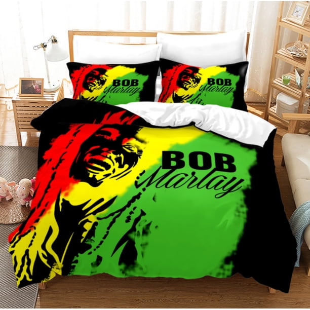 Bob Marley Quilt Cover Bedding Sets Duvet Cover Pillowcase 3-Piece Bedding Set (1 Duvet Cover + 2 Pillow Shams)