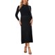 thumbnail image 2 of INSPIRE CHIC Faldas plisadas para mujer con cintura alta elástica, falda midi de punto acanalado en línea A, suéter elástico, otoño invierno, exterior, L negro, 2 of 6