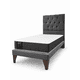 thumbnail image 2 of Cama Plaza y Media Gris Grafito Capitoné + Colchon Mery Desing, 2 of 9