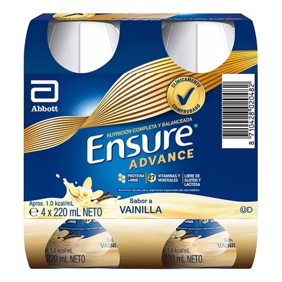 Alimento Líquido Advance Sabor Vainilla, 4 Botellas de 237 ml c/u