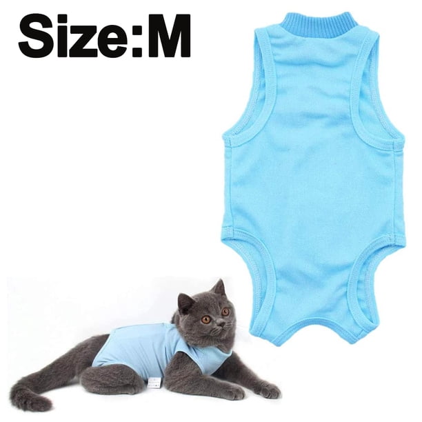 Traje de recuperación profesional para gatos, ideal para heridas abdominales o enfermedades de la piel. Alternativa al collar isabelino para gatos y perros. Uso posoperatorio para evitar lamidos.