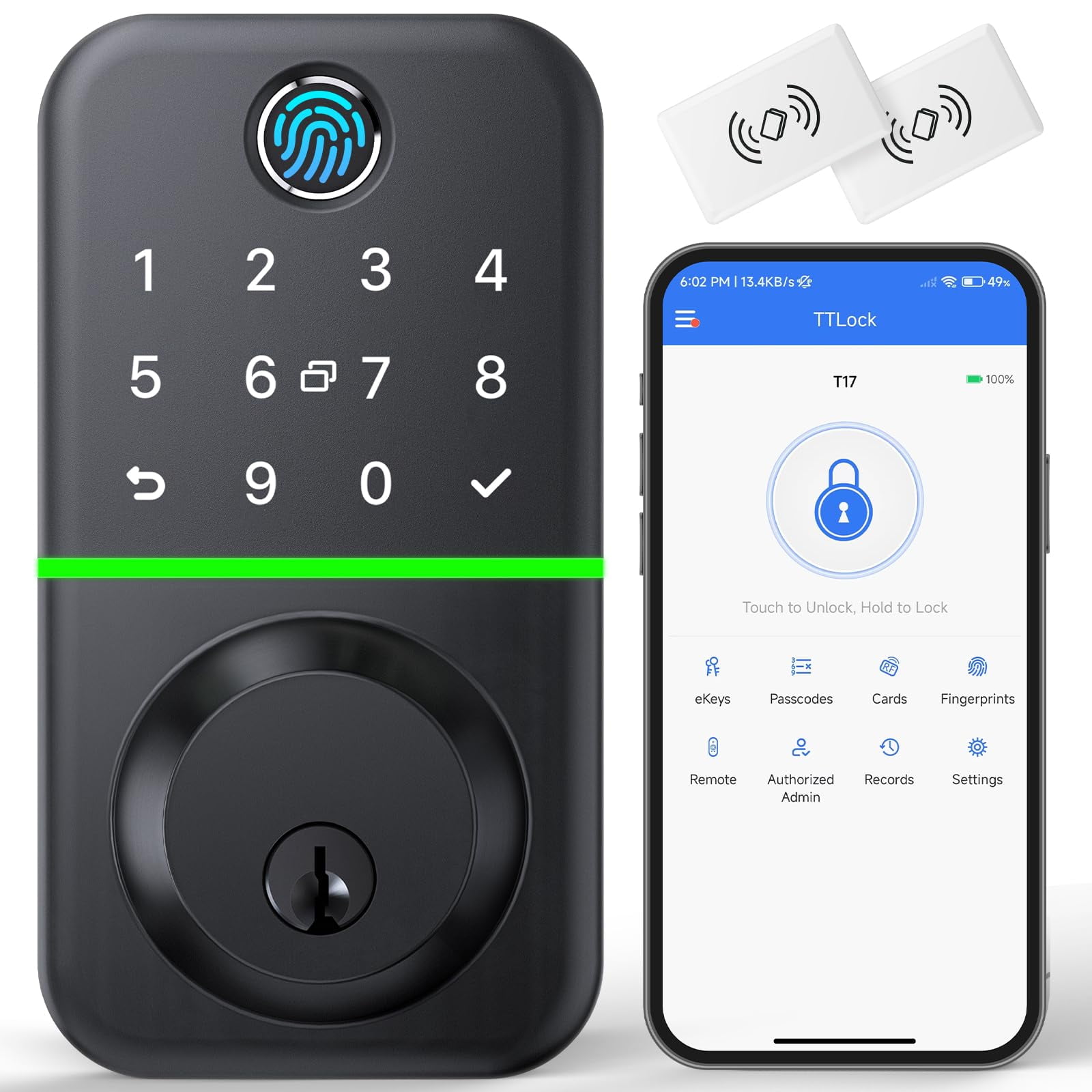 Aplicación Bluetooth Con Huella Digital Deadbolt Kucacci Para Cerradura De Puerta Inteligente
