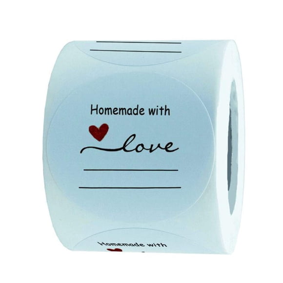 Pegatinas Remarkable Homemade with Love, 500 etiquetas por rollo