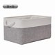 thumbnail image 1 of Xiao Hua 1 caja de almacenamiento plegable de tela gris y blanca de 36 x 26 x 16 cm, con asa de cuerda de doble costura, ideal para organizar la ropa de temporada y clasificar artículos de oficina., 1 of 3