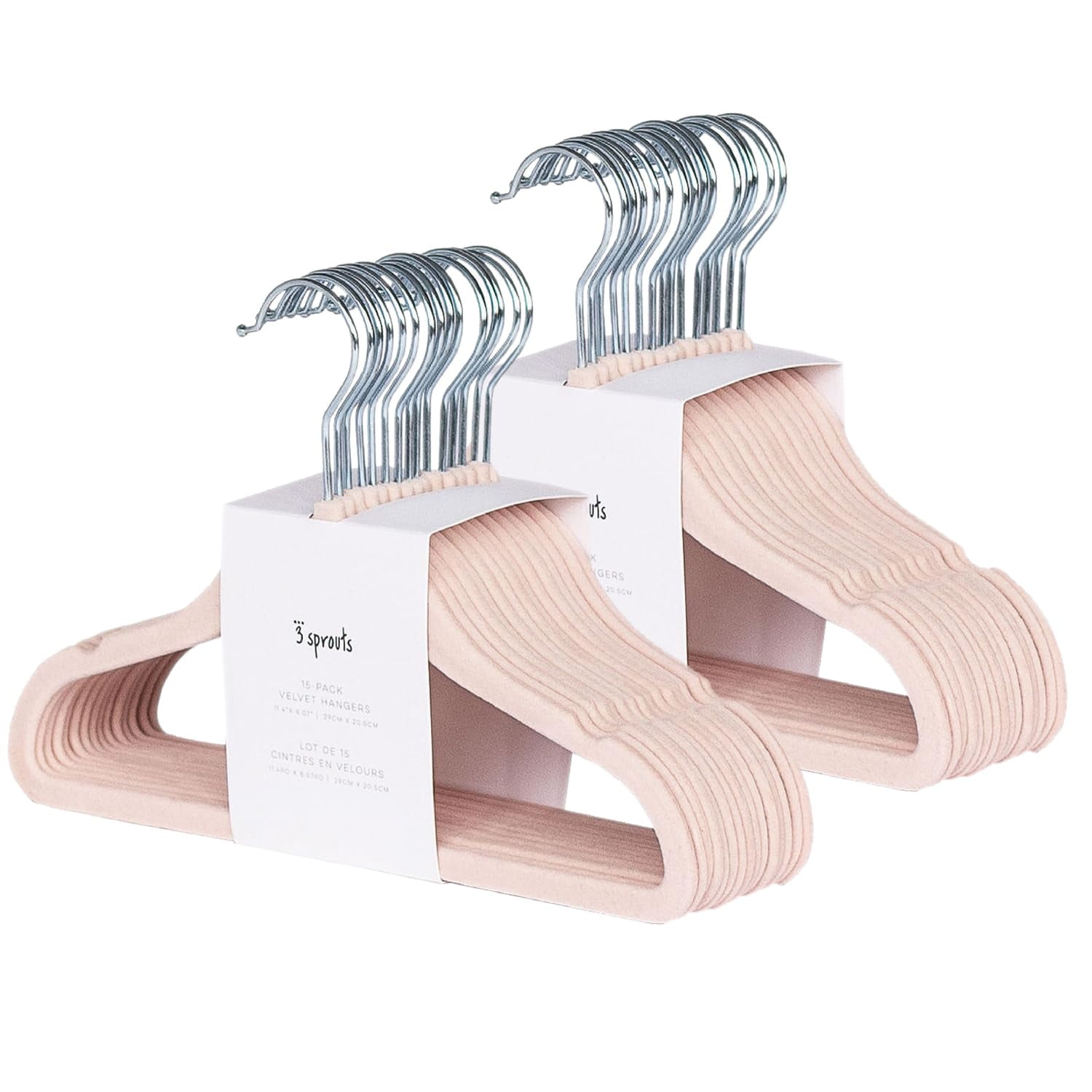 3 Sprouts - Baby Hangers Terciopelo Antideslizante 30 Unidades Color Rosa