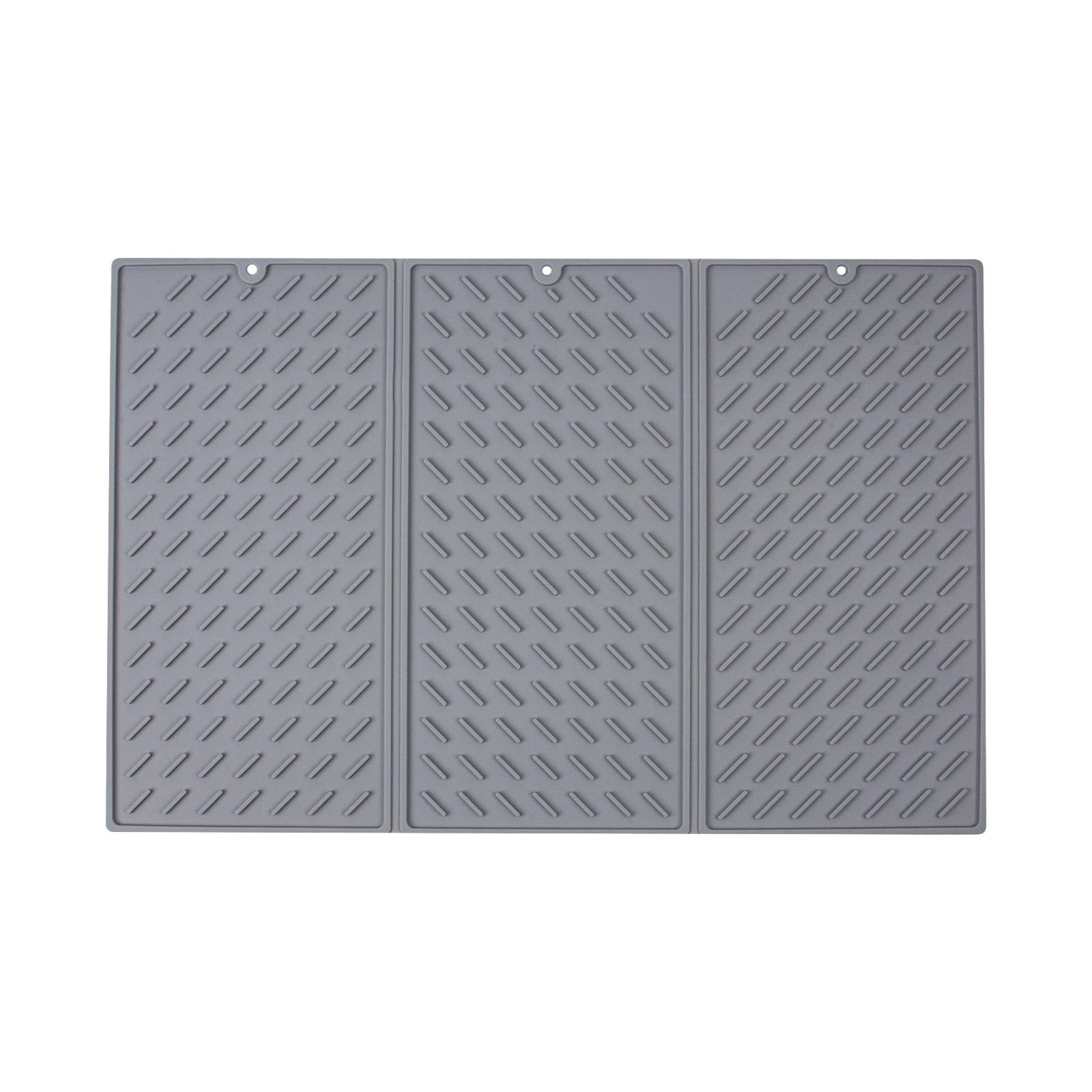 Magideal - Estera De Secado De Platos, Estera De Drenaje Para Encimera De Cocina, Secado Rápido, Fácil De Limpiar, Aislamiento Térmico, Antideslizante, Alfombril Gris