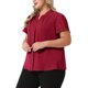 thumbnail image 4 of Agnes Orinda Blusa de Trabajo para Mujer Talla Grande de Escuela Colegio Camisas de Gasa con Mangas de Pétalo Plisadas Cuello en V con Botones 2X Burdeos, 4 of 6