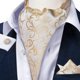 thumbnail image 1 of Set Ascot Cravat de seda con paño y colleras. Modelo White Golden, 1 of 5